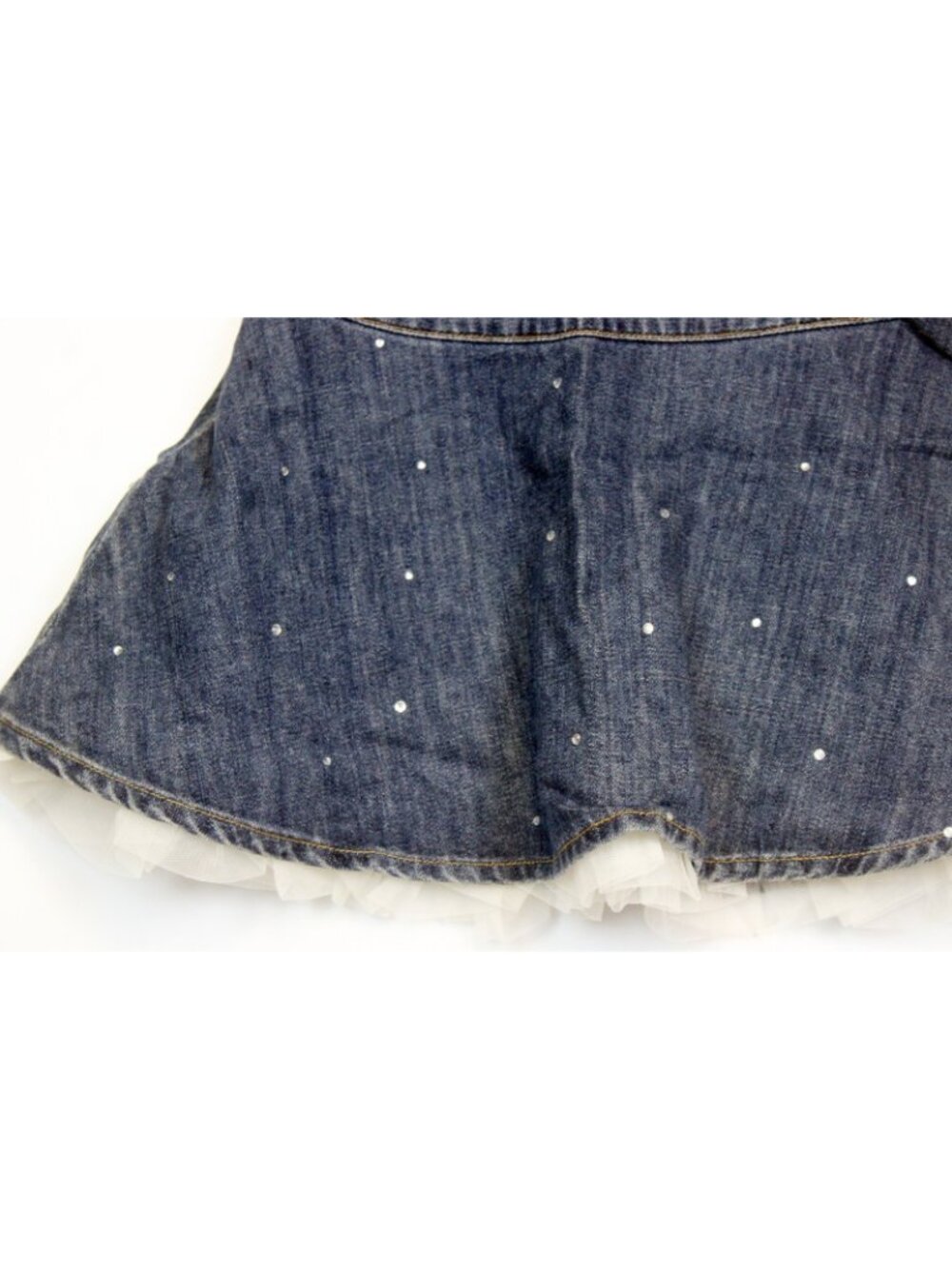 2008 Gymboree Winter Snowflake Denim Skirt Tulle Rhinestones Flare sz 5 Lined - Picture 2 of 6